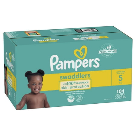 Pampers Swaddlers Soft and Absorbent Diapers, Size 5, 104 Count