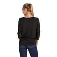 thumbnail image 4 of 5574 Plus Size Black Women's Luxe Rayon Boat Neck Dolman 3/4 Sleeve With Side Ruched Top Black 2X, 4 of 7