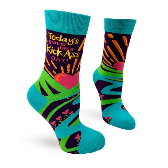 Fabdaz Today's Gonna Be a Kick A-s Day Fun Women's Novelty Socks