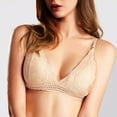 thumbnail image 2 of Penkiiy Women Bras Front Buckle Sexy Gathe r up Breast Milk Sleep Lace No Steel Bra Beige Bras, 2 of 9