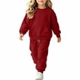 thumbnail image 4 of XAOFW Girl Outfits Long Sleeve Solid Color Sweatshirt Jogger Sweatpants Little Girls Fall Winter Cozy Clothes Sets 10-11 Years, 4 of 9
