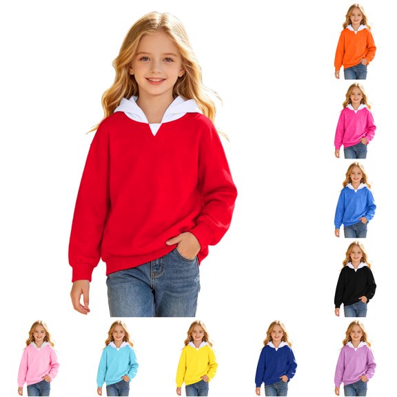 Kids Hoodies for Girls and Boys Red Hoodie Casual Long Sleeve Hoodies Fall Little Girls Clothes Size 9-10 Years