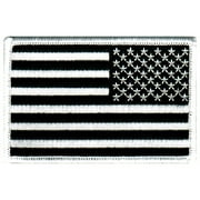 American Flag Reversed Iron-on Embroidered Patch Black White