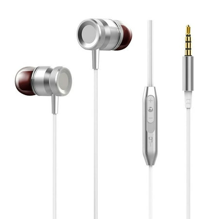 3.5mm Headphones with Mic by Insten Handsfree 3.5mm Alloy Metal Stereo In-Ear Earbuds for Cell phone Mobile Apple iPhone Samsung LG Motorola Nokia Smartphone -