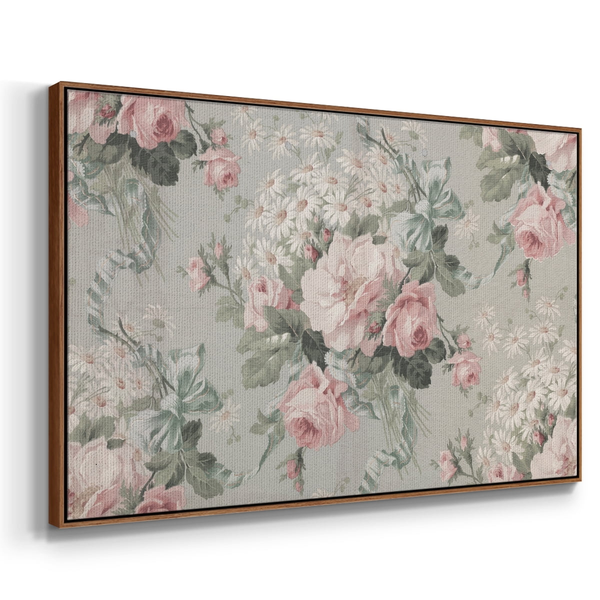 Vintage Abstract Print-XIV Framed in Walnut Wood Gallery Wrapped Canvas 25 in. x 37 in.