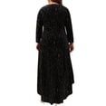 thumbnail image 4 of Vestidos formales de talla grande para mujer Agnes Orinda con mangas 3/4, corte sirena, dobladillo alto-bajo, vestido de invitada de boda de terciopelo 4X negro, 4 of 8