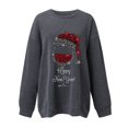 thumbnail image 2 of Gibobby Sudaderas para mujer navidad Sudadera informal de otoño e invierno para mujer, suéter de manga larga con estampado de copa de de Navidad(Gris,CH), 2 of 4