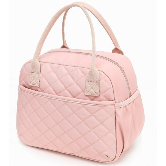 Lunch Box for Women Insulated Lunch Bag Lunchbox Cooler Thermal Leakproof Quilted Reusable Lunch Tote Bag for Work School Travel Picnic (Black)