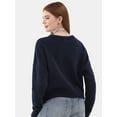 thumbnail image 3 of No Boundaries Cropped Conversation Sweater, Midweight, Women’s and Women's Plus Sizes XXS-2XL, 3 of 5