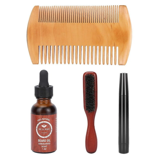 Men's Beard Kit Beard Brush Beard Care Oil Beard Pen Beard Comb Beard Grooming Kit 30ml
