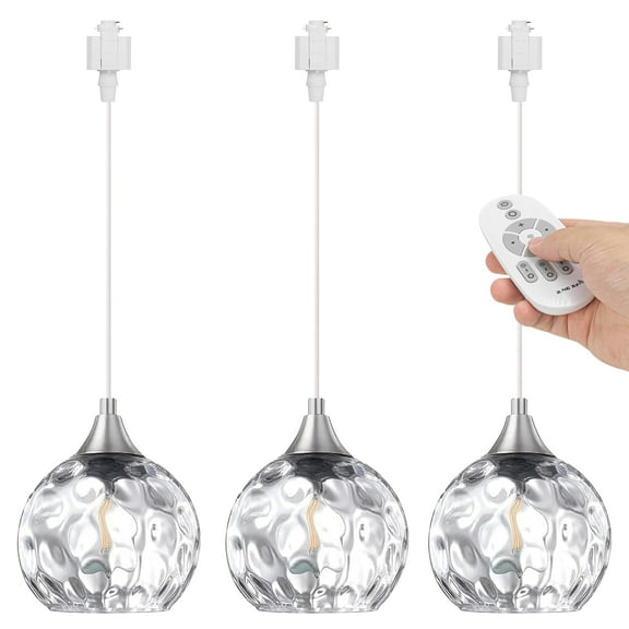 Kiven H-Type track lighting pendants Dimmable,Modern h track pendant lights with Clear Glass Globe,Decorative Track Lighting Fixture for Kitchen Hallway Restaurant Shop(3-Light)