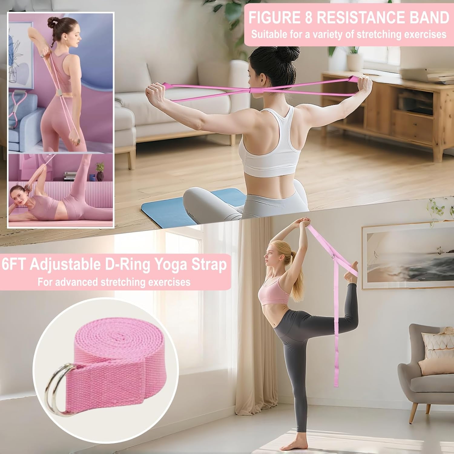 Pilates Essentials Kit for Women - Better Yoga Pilates Kit for Home Workouts with Pilates Ring and Ball Set,Booty Bands,Figure 8 Resistance Band,Yoga Bands for Stretching