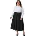 thumbnail image 3 of DARING DIVA Women's Plus Tie Knot A-Line Flowy Swing Midi Skirts with Pockets 1X Black, 3 of 5