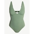 thumbnail image 5 of Time and Tru Women’s and Women’s Plus Ribbed Plunge One Piece Swimsuit, Sizes XS-2X, 5 of 5