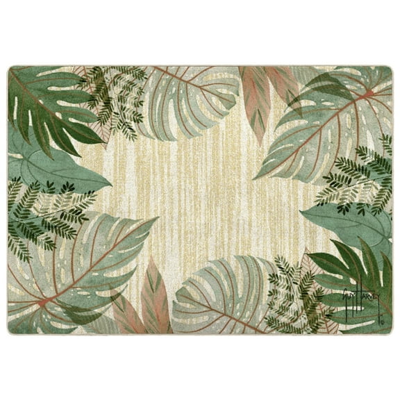 Milliken Guy Harvey Area Rug TROPICAL LEAVES Tropical Leaves Beige Floral, 7' x 10'