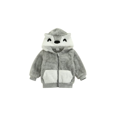 

Amuver Children’s Cartoon 3D Animal Ear Long Sleeve Plush Hooded Coat