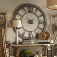 thumbnail image 4 of Uttermost Ronan 60" MDF Wood and Metal Wall Clock in Dark Rustic Bronze/Gray, 4 of 5