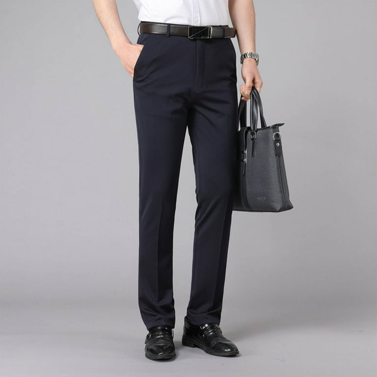 Wyobmus Mens Summer Dress Pants Classic Fit Expandable-Waist