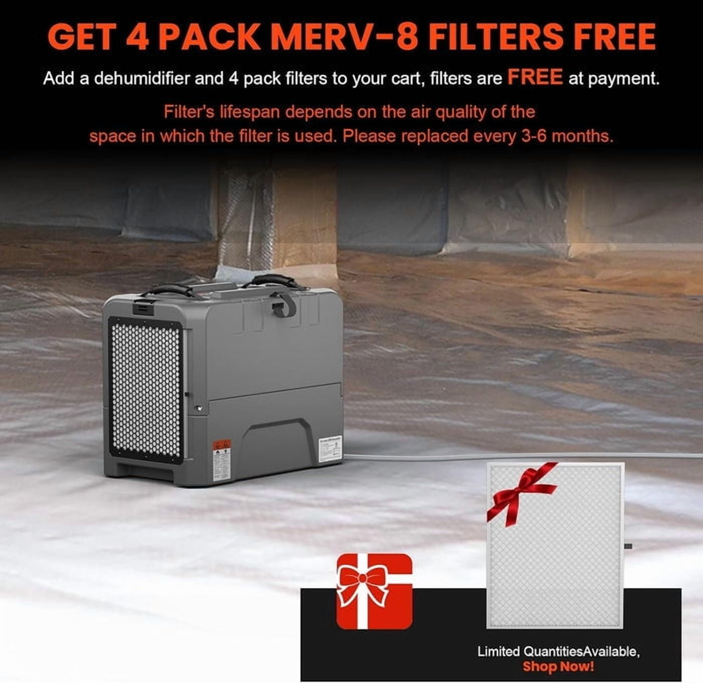 Abestorm  Lgr 180 PPD Commercial Dehumidifiers with Pump for Crawl Space, up to 2,300 Sq.ft