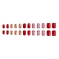thumbnail image 3 of 24 Pcs Red Press on Nails Extra Short Square Flower Fake Nails with Colorful Lines Design Floral Full Cover False Nails Summer Stick on Nails for Women Girls Artificial Nails Style 26 0.04 Fl Oz, 3 of 4