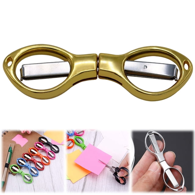 1x Foldable Scissors,Multipurpose Glasses-Shaped Mini Travel Scissors,Folding Mini Scissor Anti Rust Portable Telescopic Cutter,Fishing Thread Yarn Scissor Trimming Nipper for DIY Crafting Projects