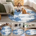 thumbnail image 6 of Abstract Mottled Texture Round Area&nbsp;Rug 3.3ft Gary Blue Stitching Non-Slip&nbsp;Washable Circle Rugs Soft Felt Indoor Floor Mat for Bedroom Kitchen Living Room Bathroom, 6 of 9