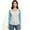 Blue, variant on Women's Color Block V-Neck Long Sleeve Curved Hem T-Shirt, Everyday Stretch Basic Layering Long Sleeve Top, Women's ,Size S-2XL