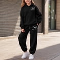thumbnail image 2 of Hessimy Toddler Boys Girls Spring Summer 2Pcs Crewneck Long Sleeve Sweatshirt Casual Pants Soft Sweatsuit Set(Black,7-8 Years), 2 of 6