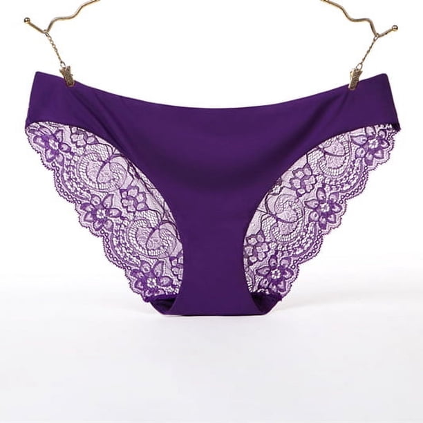 Ropa interior de mujer de seda de hielo sin costuras, ropa interior sexy de encaje de gran tamaño, bragas de cintura baja, ropa interior de puro deseo