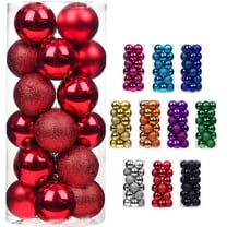 24pcs Small Christmas Ball, 4cm/1.57'' Ornaments Shatterproof Mini Desktop Christmas Tree Balls Multicolor Pastel Tree Ornaments Pendant (24pcs Red)