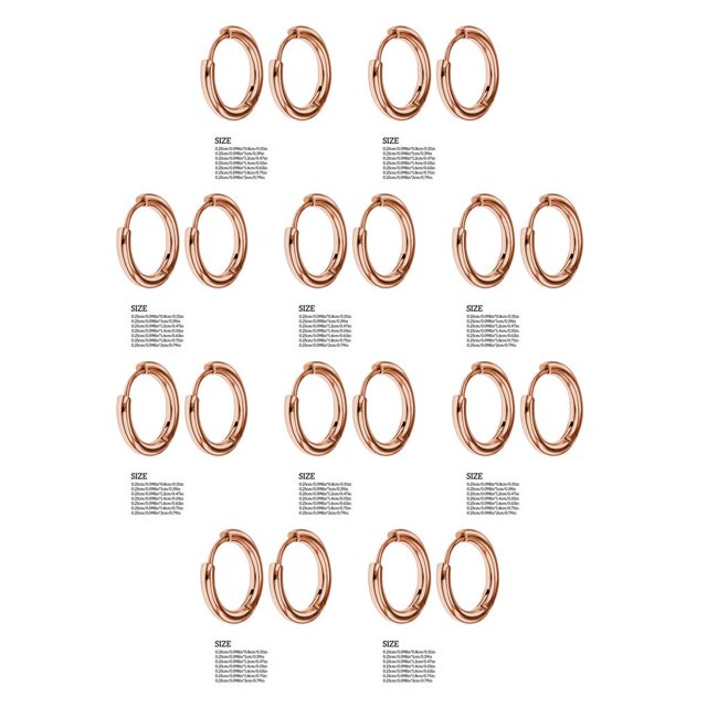 Sonducket Pequeños pendientes de aro de plata Galvanoplastia de acero inoxidable Tecnología Durabilidad Accesorios de joyería de cartílago oro rosa 2.5*12mm 10Conjunto