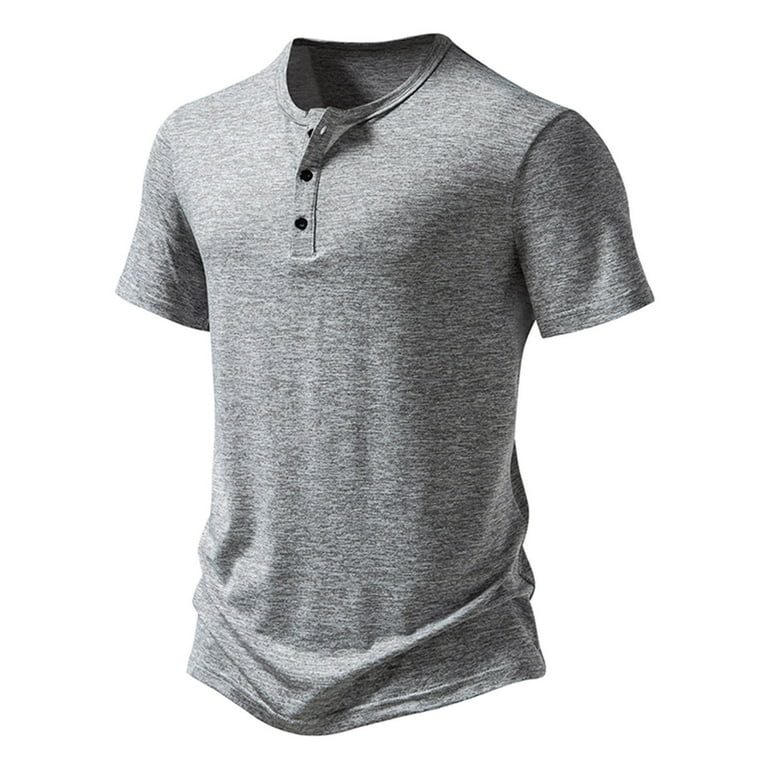 トップス juvyy JUUYY Men's Three Buttons Round Neck Pullover T Shirt Summer