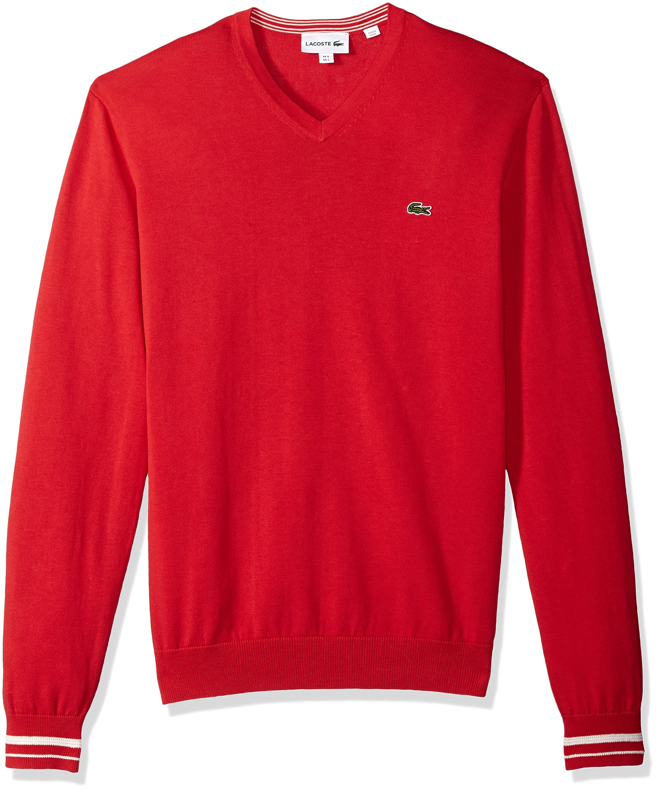 Lacoste Sweaters - Mens Sweaters Large FR 5 Pullover V-Neck Stripe L ...