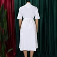 thumbnail image 6 of AURA Womens Summer 2024 Solid Color Midi A Line Dress High Waist Short Sleeve Button Front, 6 of 10