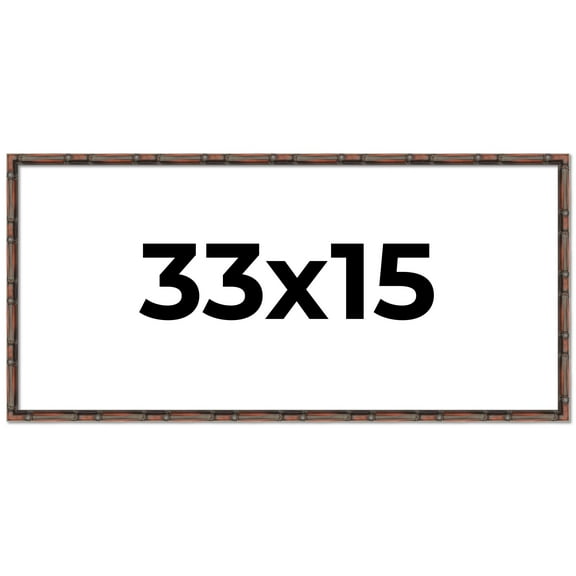 33x15 Frame Brown Bamboo with Dark Coffee/Walnut Finish | Solid Wood Picture Frame Width 0.75
