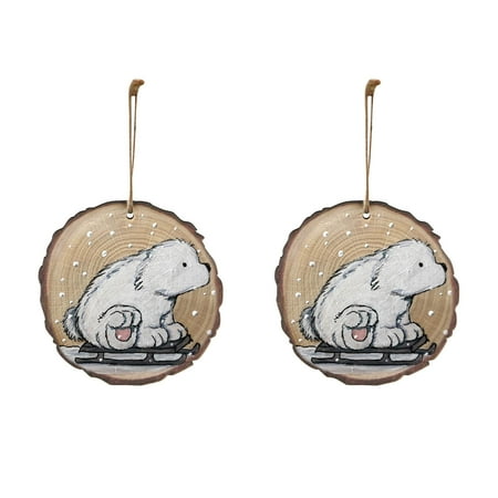 

Christmas Savings Lovely Christmas Round Wooden Hanging Animal Print Pendant