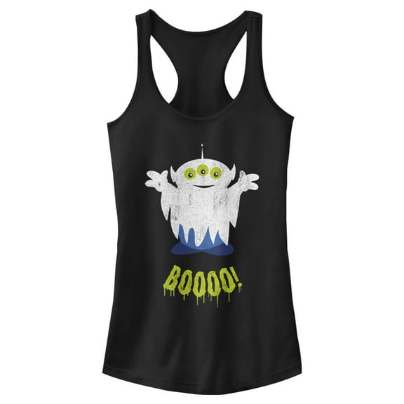 Junior's Toy Story Halloween Squeeze Alien Boo Ghosts  Racerback Tank Top Black X Large