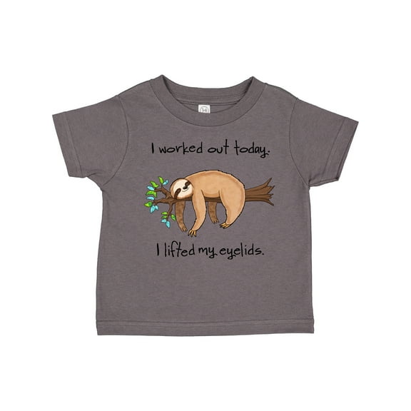 Inktastic I Worked Out Today. I Lifted My Eyelids- cute sloth on a branch Boys or Girls Toddler T-Shirt