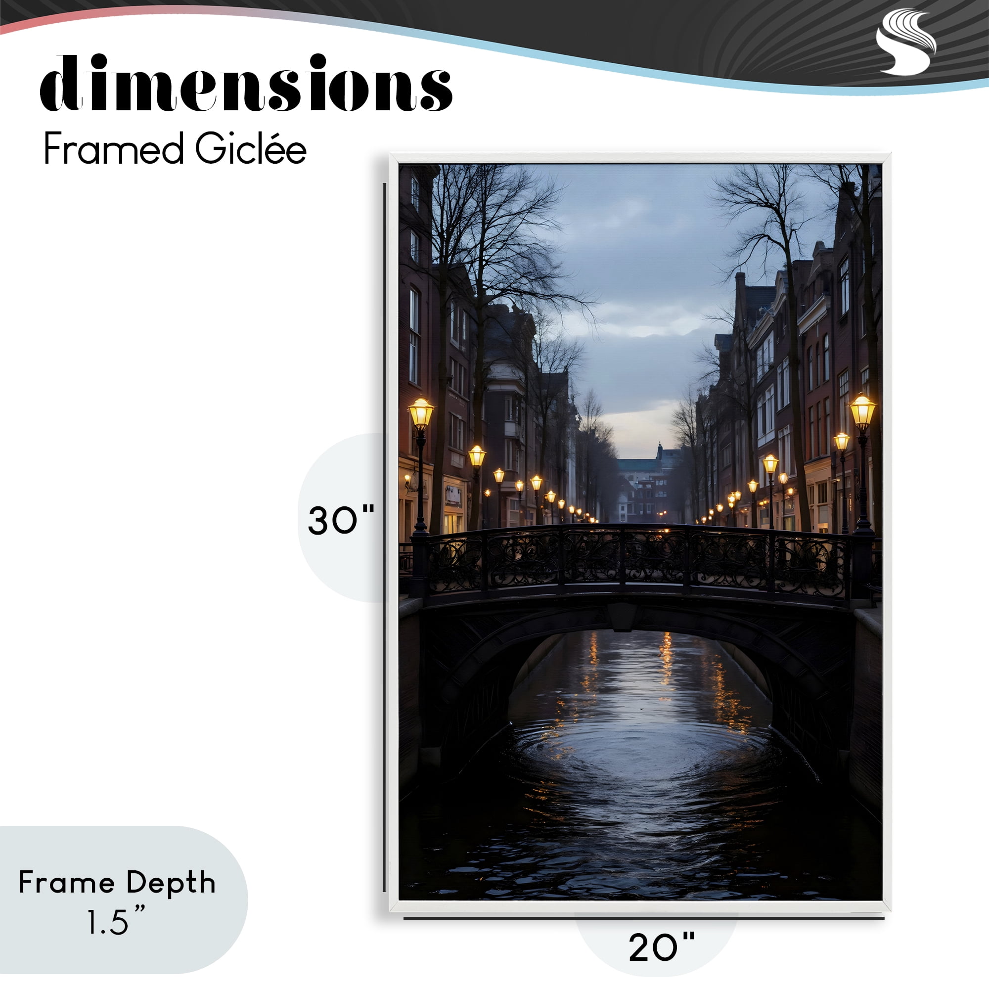 Stupell Industries Lantern Light over Quiet Canal White Framed Giclee Art, design by Creative Studio