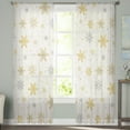 thumbnail image 3 of Christmas Semi Sheer Curtains 84 Inch Length 2 Panels Set, Yellow Grey Winter Snowflake Rustic Sheer Kitchen Curtain Privacy Voile Window Curtain for Living Room Bedroom Rod Pocket Drapes, 3 of 7