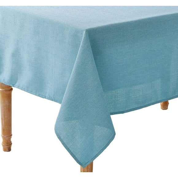 Violet Linen Motif en Faux Lin Européen, Polyester, Hydrofuge, Anti-Éclaboussures, Sans Plis, Tissu Doux Anti-Rétrécissement, Bleu, 68 Pouces par 140 Pouces, pour 12 à 14 Personnes, Nappes Rectangulaires