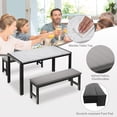 thumbnail image 4 of PORKISS Dining Room Table Set, 3-Piece Breakfast Nook Dining Set with Benches, Modern Faux Marble Tabletop, Upholstered Velvet Benches, Metal Frame, White + Gray + Black, 4 of 12