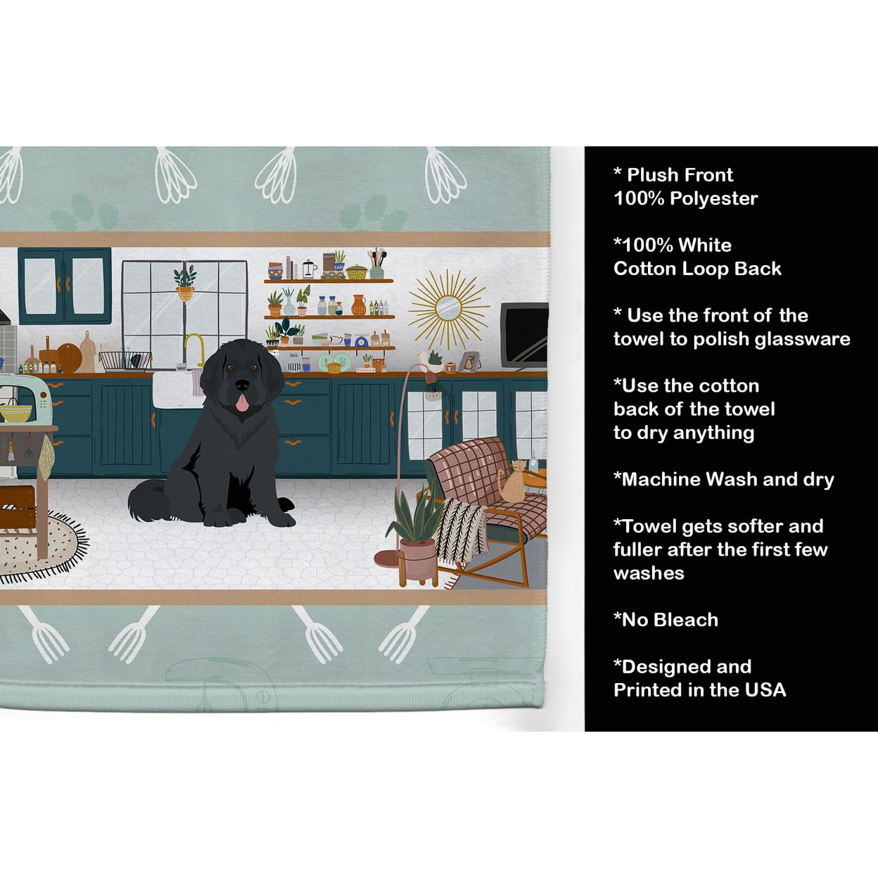 Black Newfoundland in the Kitchen Kitchen Towel
