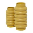 thumbnail image 5 of CosmoLiving by Cosmopolitan Modern Ceramic Yellow Decorative Vase, Set of 2 16"W x 12"H with Ring Ribbing Design, 5 of 7