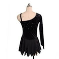 thumbnail image 2 of LIUHUO Custom Single Shoulder Long Sleeve Figure Skating Dress Girls Ladies Black Velvet Spandex Splicing Diamond Embellishments Irregular Skirt, 2 of 8