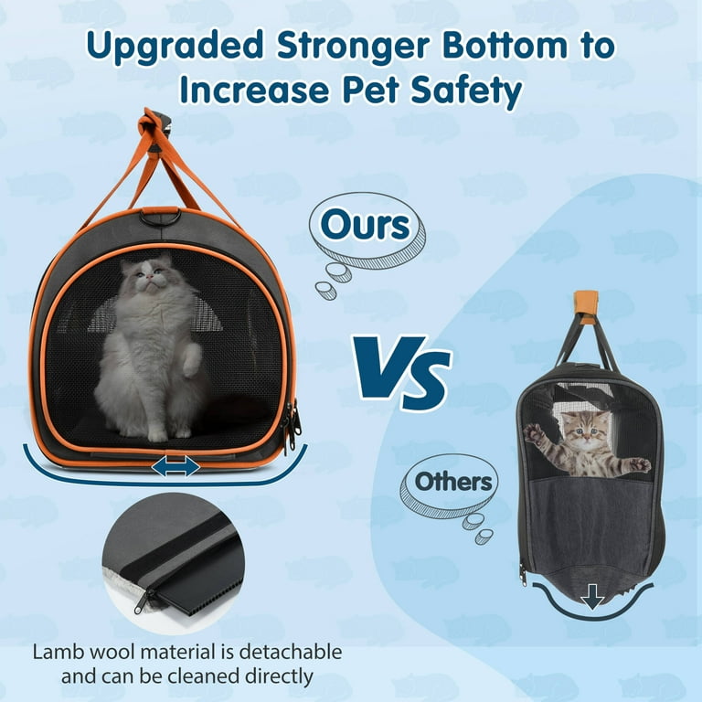Cat Carrier Bag ,Airline Approved Pet Carrier Soft Side Pet Travel 5 Sides  Open