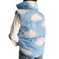 thumbnail image 4 of Liacowi Women Juniors Quilted Puffer Vest Coat Winter Lightweight Sleeveless  Blue Cloud Print Warm Outerwear Stand Collar Padded Jacket with Pockets, 4 of 8