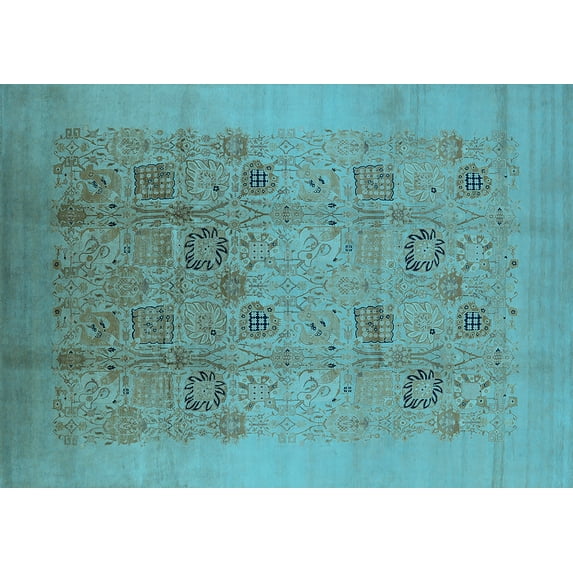 Ahgly Company Indoor Rectangle Oriental Light Blue Industrial Area Rugs, 5' x 8'