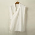 thumbnail image 2 of XIAOCHA Men's Linen Blend Vest Wrap Front Tie Closure Top Breathable Minimalist Casual Shirt, 2 of 4