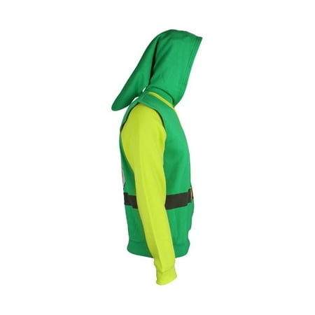 Link Adult Hoodie Costume Legend Of Zelda Zip Up Hooded Sweatshirt Gamer Cosplay